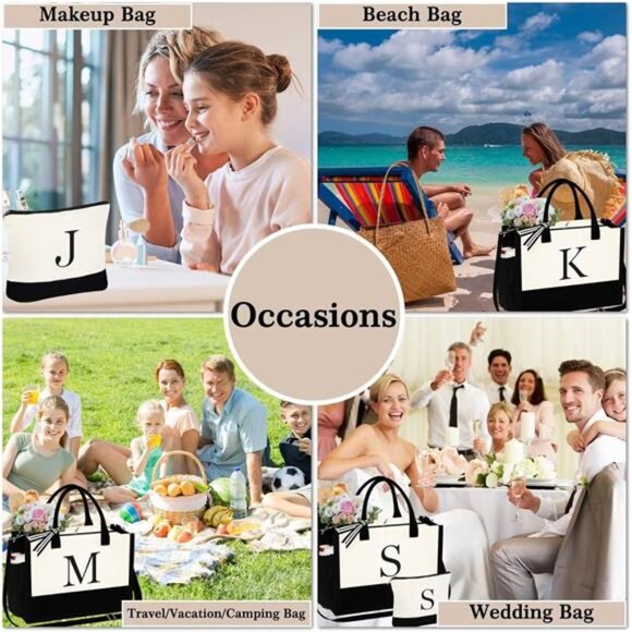 Mothers Day Gifts for Women - Initial Tote Bag & Makeup Hand‎ Bag for Moms - Picture 5 of 6